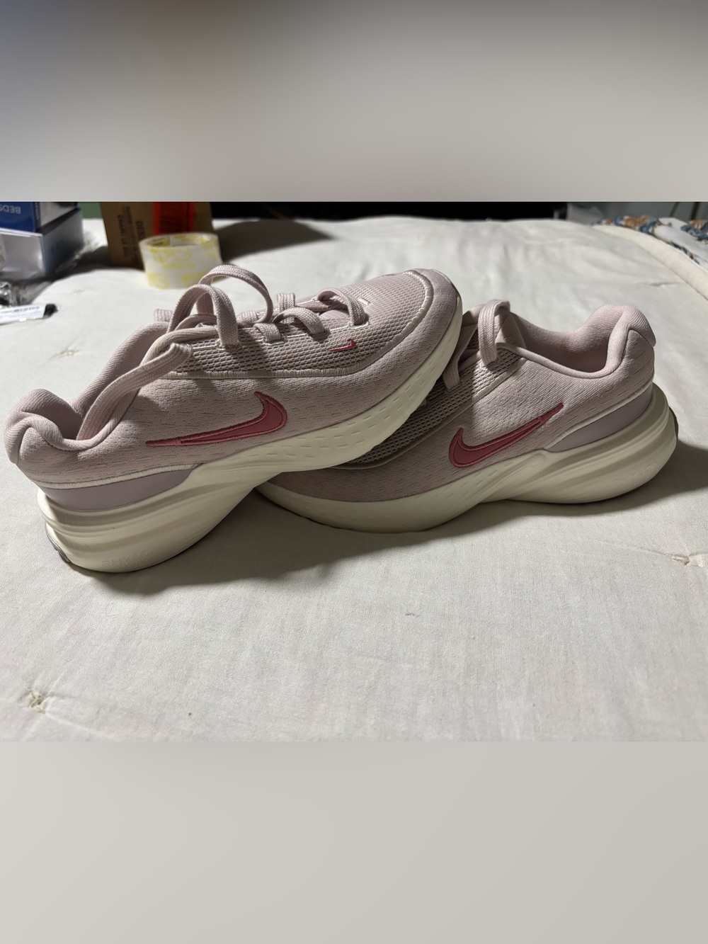 Nike Women's Blush Pink Athletic Running Shoes with Pink Swoosh